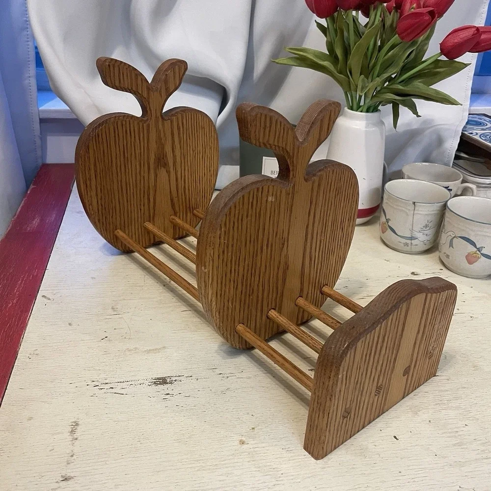 Vintage Wooden Sliding Bookend, Apple Cutout, Farmhouse Decor 15